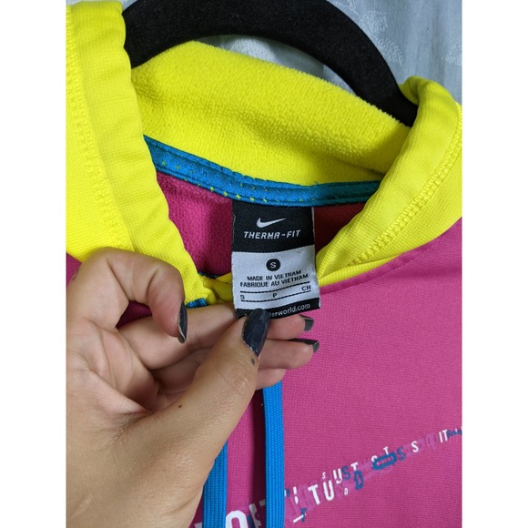 Nike Neon Color Block Just Do It Hoodie Small - Picture 3 of 4